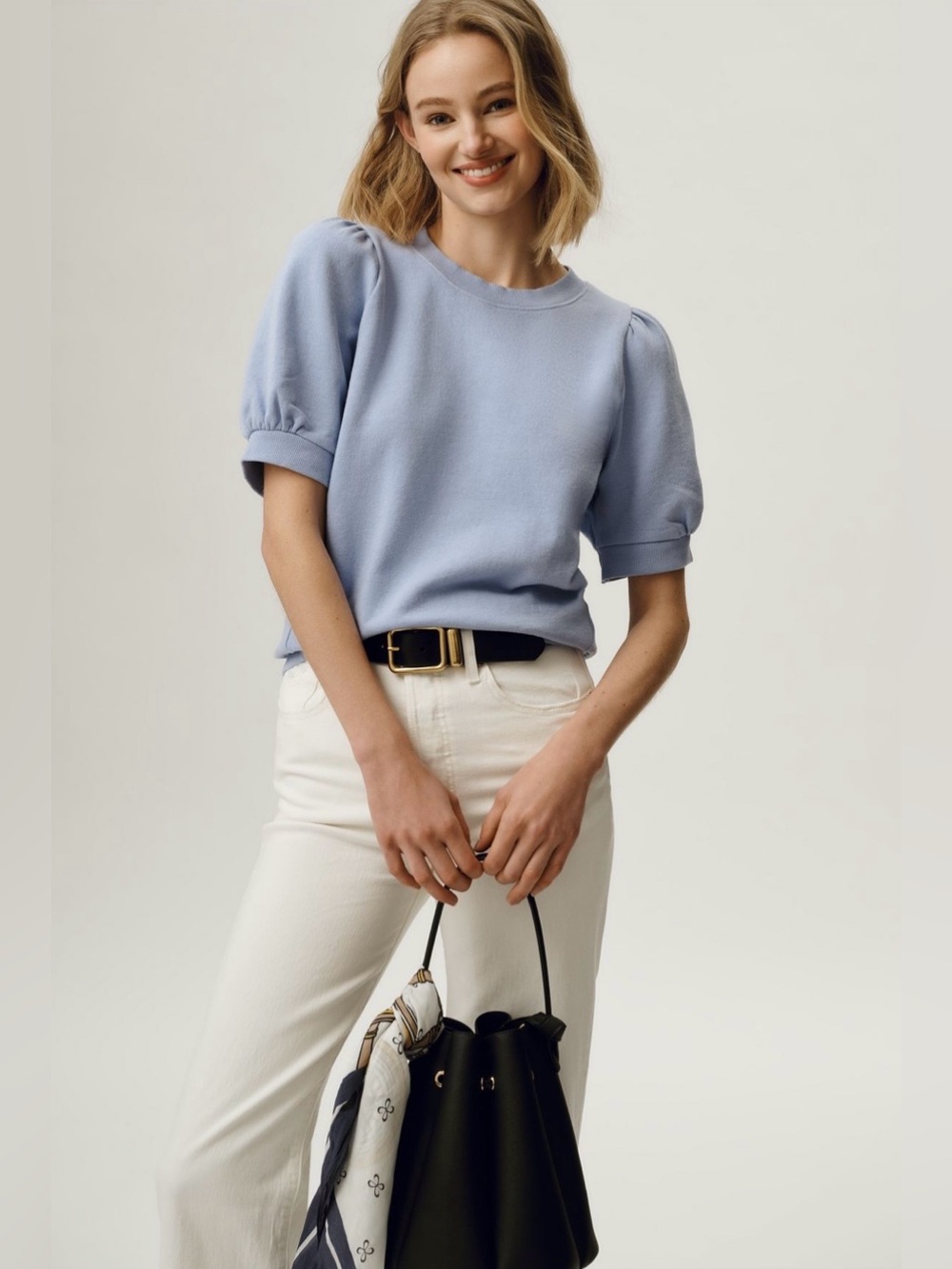 Anthropologie Maeve Puff Sleeve Sweatshirt Tee
